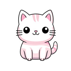 Cute pink cat vector clipart. Good for fashion fabrics, children’s clothing, T-shirts, postcards, email header, wallpaper, banner, events, covers, advertising, and more.