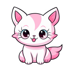 Cute pink cat vector clipart. Good for fashion fabrics, children’s clothing, T-shirts, postcards, email header, wallpaper, banner, events, covers, advertising, and more.