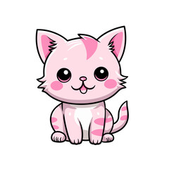 Cute pink cat vector clipart. Good for fashion fabrics, children’s clothing, T-shirts, postcards, email header, wallpaper, banner, events, covers, advertising, and more.