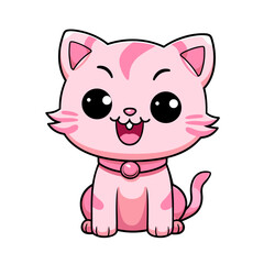Cute pink cat vector clipart. Good for fashion fabrics, children’s clothing, T-shirts, postcards, email header, wallpaper, banner, events, covers, advertising, and more.