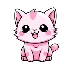 Pink cat vector clipart. Good for fashion fabrics, children’s clothing, T-shirts, postcards, email header, wallpaper, banner, events, covers, advertising, and more.