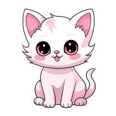 Cute pink cat vector clipart. Good for fashion fabrics, children’s clothing, T-shirts, postcards, email header, wallpaper, banner, events, covers, advertising, and more.