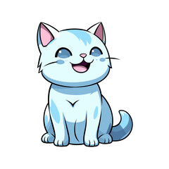 Cute blue cat vector clipart. Good for fashion fabrics, children’s clothing, T-shirts, postcards, email header, wallpaper, banner, events, covers, advertising, and more.