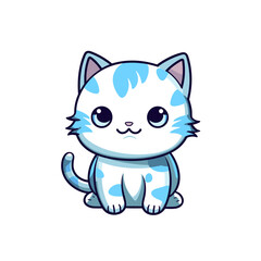 Blue cat vector clipart. Good for fashion fabrics, children’s clothing, T-shirts, postcards, email header, wallpaper, banner, events, covers, advertising, and more.