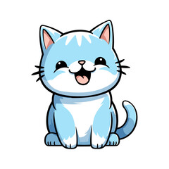 Cute blue cat vector clipart. Good for fashion fabrics, children’s clothing, T-shirts, postcards, email header, wallpaper, banner, events, covers, advertising, and more.