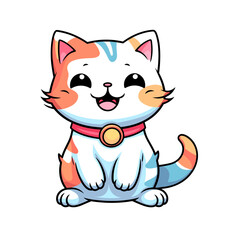 Happy cat vector clipart. Good for fashion fabrics, children’s clothing, T-shirts, postcards, email header, wallpaper, banner, events, covers, advertising, and more.