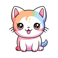 rainbow cat vector clipart. Good for fashion fabrics, children’s clothing, T-shirts, postcards, email header, wallpaper, banner, events, covers, advertising, and more.