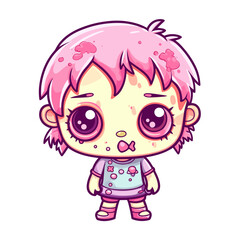 Cute pink zombie vector clipart. Good for fashion fabrics, children’s clothing, T-shirts, postcards, email header, wallpaper, banner, events, covers, advertising, and more.