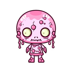 Cute pink zombie vector clipart. Good for fashion fabrics, children’s clothing, T-shirts, postcards, email header, wallpaper, banner, events, covers, advertising, and more.