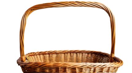 empty wicker basket transparent, white background, isolate, png