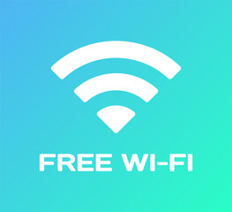Free Wi-Fi sign. Flat, blue, wi-fi signal icon, free wi-fi sign. Vector icon