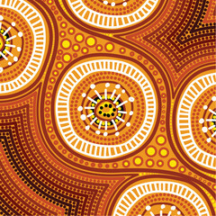 Dot art illustration with aboriginal cultural influence