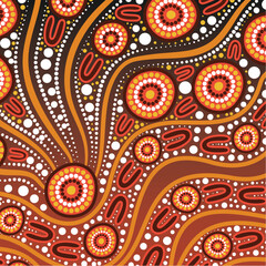 Fototapeta premium Artistic illustration of aboriginal dot painting