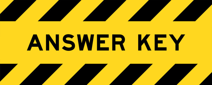 Yellow and black color with line striped label banner with word answer key