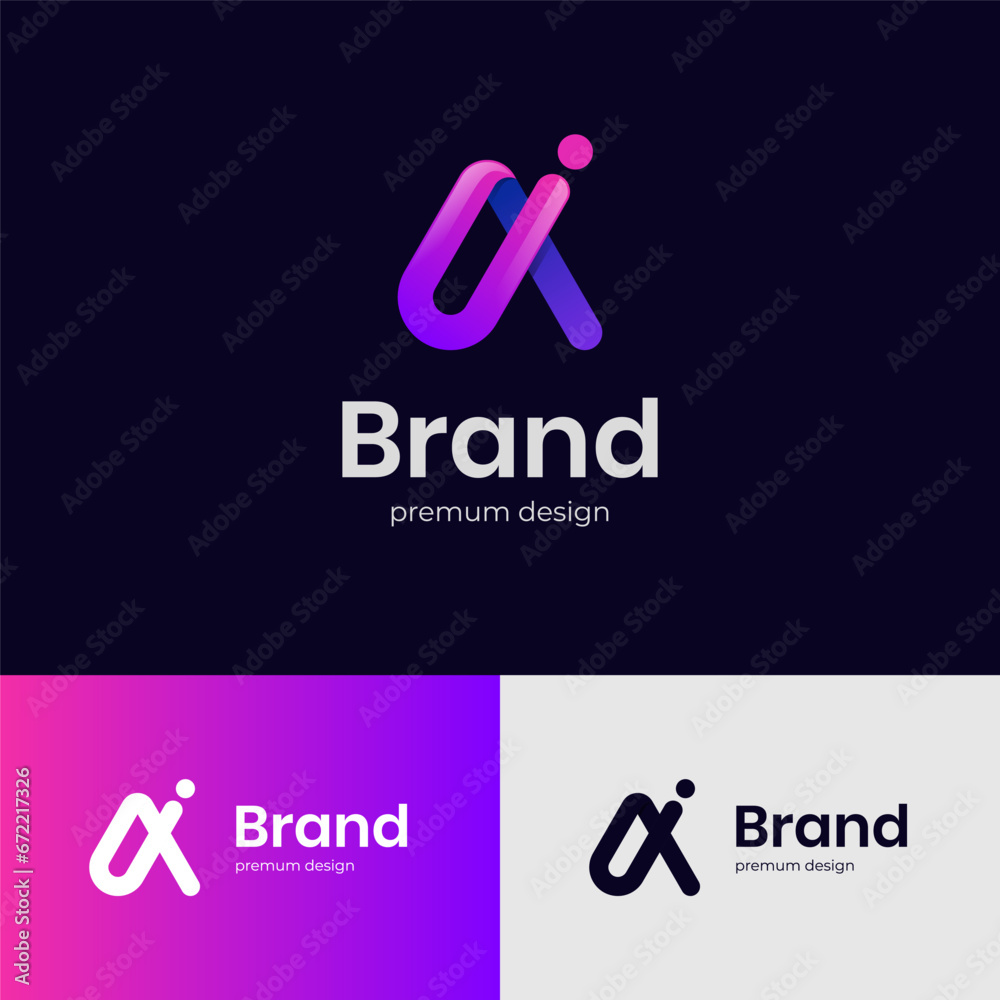 Fototapete letter ai identity logo design with multicolor shape icon design element, minimalist style for busin