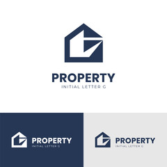 property real estate logo icon design with letter g graphic element symbol for identity logo