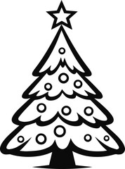 Christmas tree silhouette Illustration, Christmas Tree Ornaments, Christmas ClipArt, Pine Tree, New Year Tree