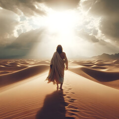 Jesus in the desert - obrazy, fototapety, plakaty