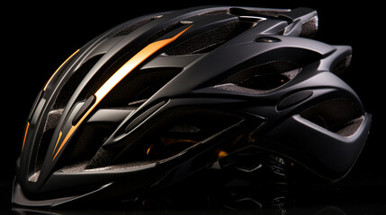 A bicycle helmet on a black background