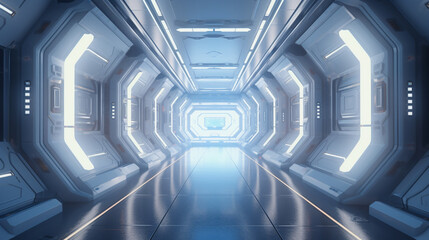 A corridor in a futuristic spaceship