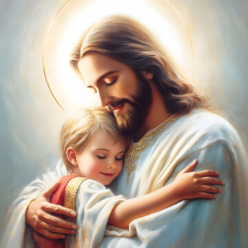 Jesus hugging with love