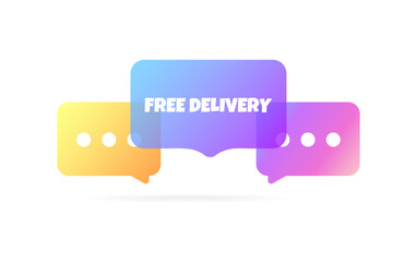 Free delivery sign. Flat, color, message bubble, free delivery. Vector icon