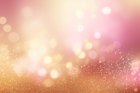 Abstract pink background bokeh gold glitter and shimmer. 