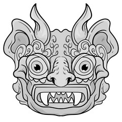 Monster barong culture illustration in black and white. illustration good for tattoos and tshirt apparel design.