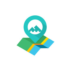 Red road map pin pointer with roadmap vector icon design