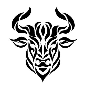 vector illustration graphic tribal art design black bull head tattoo