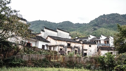 Scenic view of buildings situated near a few trees: Hongcun, China