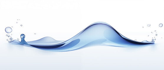 Smooth water surface wave on white background