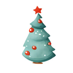 Cute Christmas tree Isolated on a Transparent Background