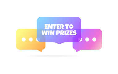 Enter to win prizes sign. Flat, color, message bubbles, enter to win prizes icon. Vector icon