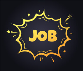 Job sign-explosion. Flat, yellow, explosion sign, job icon. Vector icon