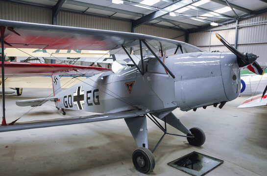 Old Warden, UK - September 27, 2006: Bucker Bu 131 Jungmann, Shuttleworth Collection museum located at Aerodrome in Old Warden village