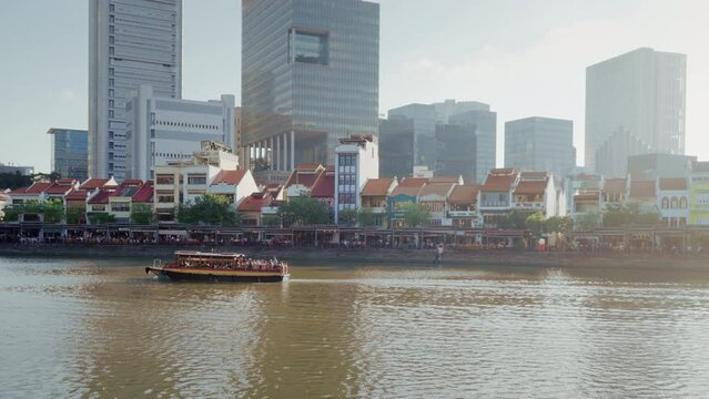 Boat Quay restaurants on Singapore river, central business district