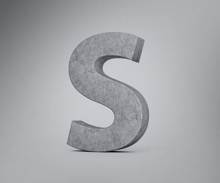 3d Concrete Capital Letter S Alphabet S Made Of Grey Concrete Stone Grey Background 3d Illustration