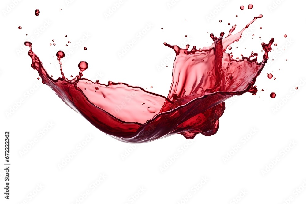 Poster generative ai : red wine splash, isolated on white background