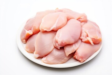 Generative AI : Raw chicken meat isolated on transparent or white background.
