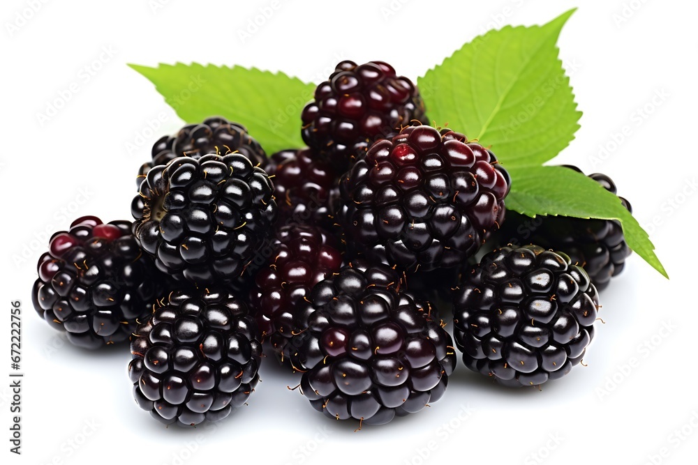 Aufkleber generative ai : blackberries in a pile isolated on white background