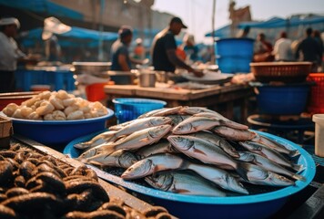 Fototapeta premium Fresh Fish for Sale at the Fish Market