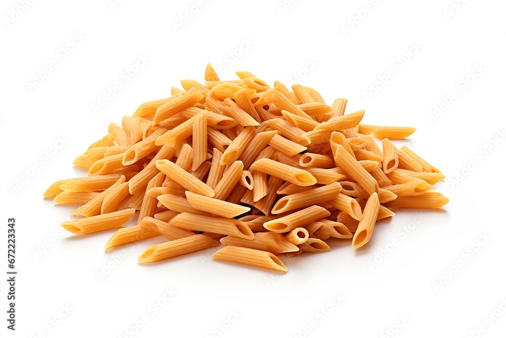 Poster generative ai : penne rigate pasta isolated on transparent or white background