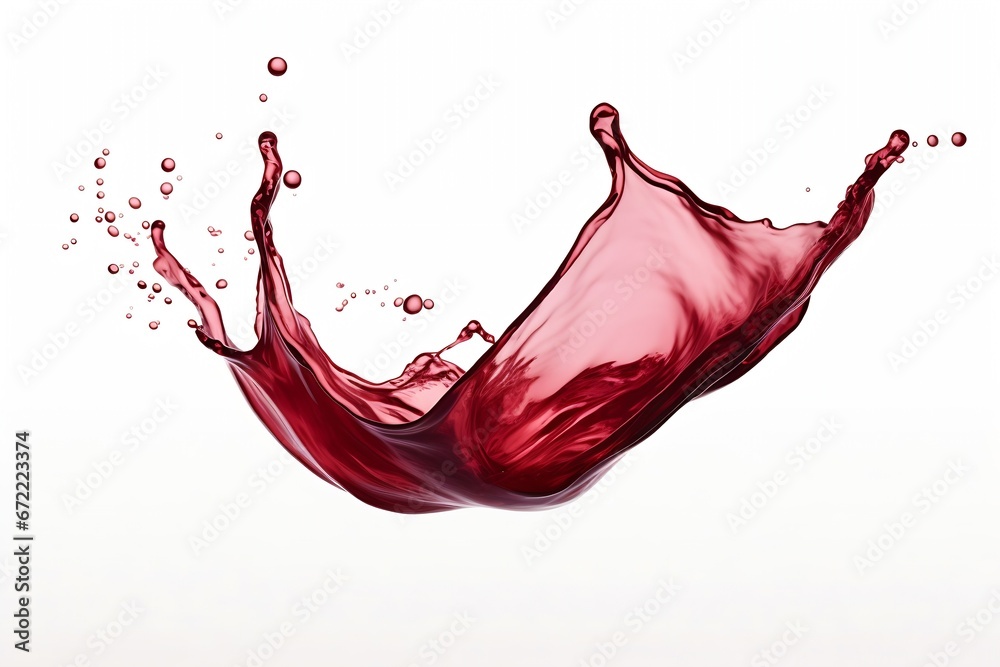 Poster generative ai : red wine splash, isolated on white background