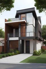 3d rendering of modern house model