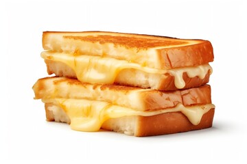 Generative AI : Delicious toast sandwich on a white background - obrazy, fototapety, plakaty