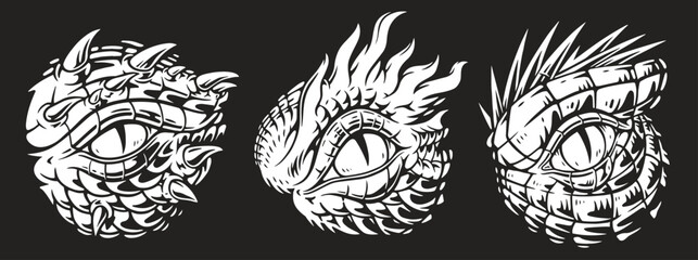 Eye dragon monochrome set stickers