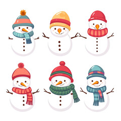 snowman for decorations. cartoon on Christmas and New Year gift concept.