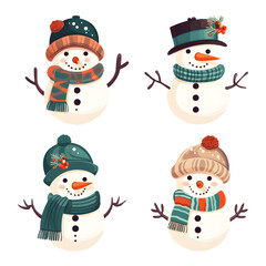 snowman for decorations. cartoon on Christmas and New Year gift concept.