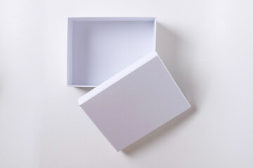 Rigid White Box Open Mock-up White Gift Box Isolated White with Shadow Top View